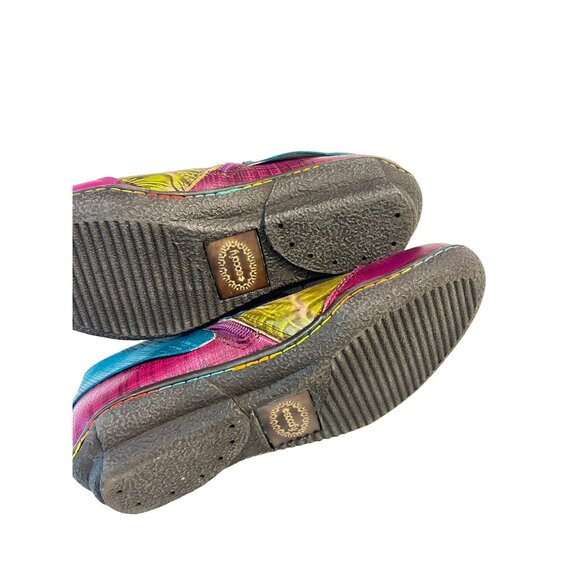 Socofy Size 38 US 7 Multicolor Floral Clogs Side Zip Shoes Retro Cosplay Flower - Picture 3 of 6